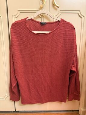 Ribbed Long Sleeve Sweater - Rust Red/orange lucky brand medium